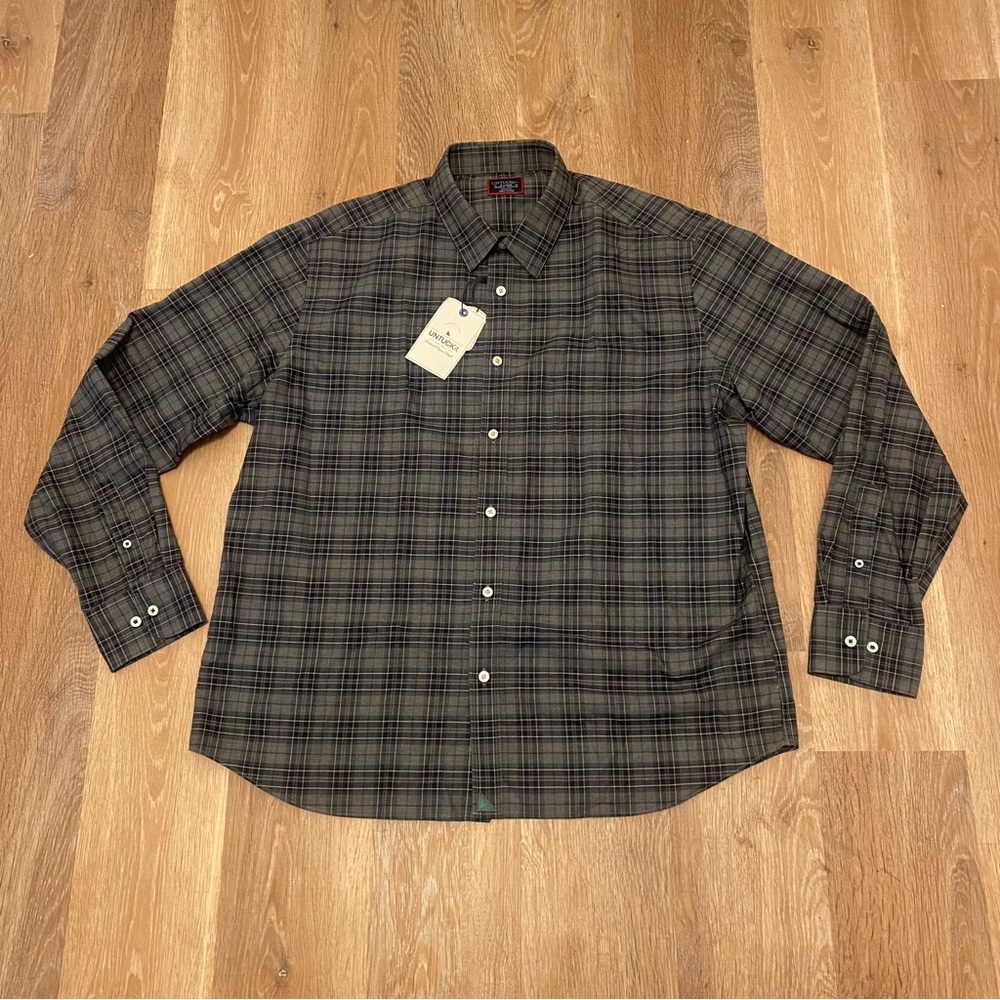 NWT Untuckit Devitt Wrinkle Free Button Up Shirt Green Plaid Men’s XL Classic